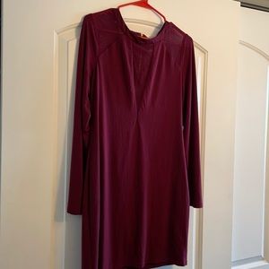 Burgundy Dress with Mesh Sleeves